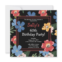Moderno Black Colorful Floral 60th Birthday Party