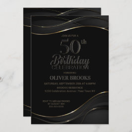 Invitación Moderno Black Gold 500 cumpleaños