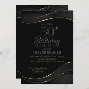 Invitación Moderno Black Gold 500 cumpleaños