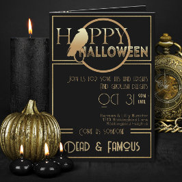 Invitación Moderno Black Gold Elegant Adults Halloween Party