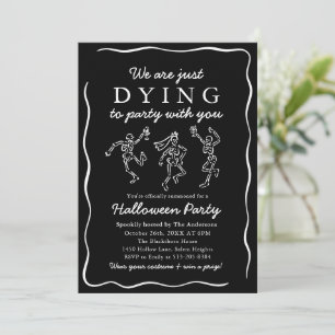Invitación Moderno Black Hand Drake Skeletons Halloween Party