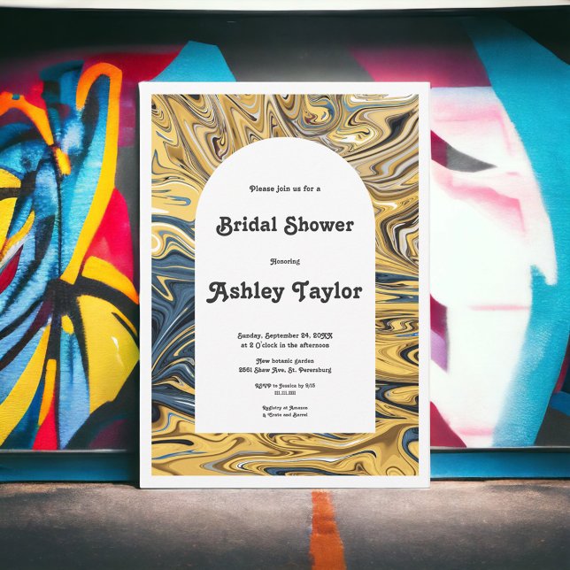 Invitación Moderno Black Melted Gold Abstract Bridal Shower (Subido por el creador)