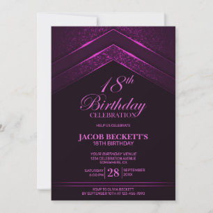 Invitación Moderno Black Pink 18th Birthday Party