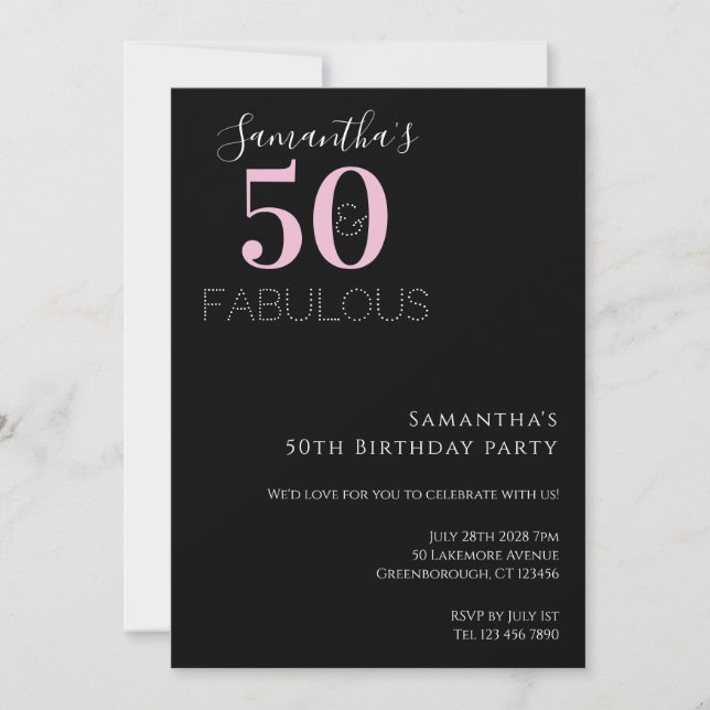 Invitación Moderno Black Pink 500th Birthday Party (Anverso)