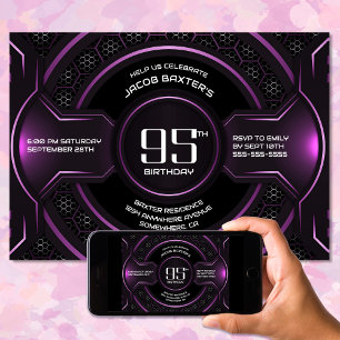 Invitación Moderno Black Pink 95th Birthday Party