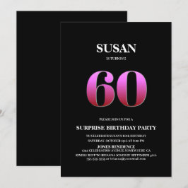 Invitación Moderno Black Pink Surprise 60º cumpleaños