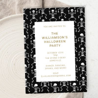 Moderno Black Spooky Skeleton Halloween Party