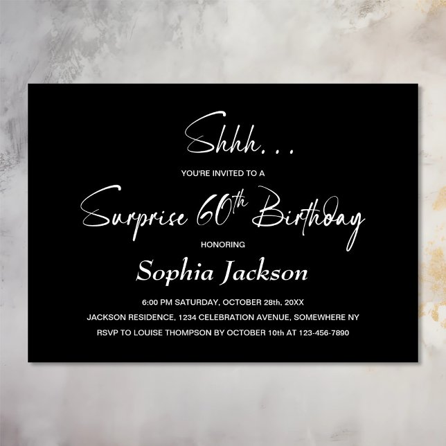 Invitación Moderno Black Surprise Fiesta de cumpleaños número (Subido por el creador)