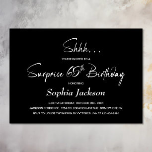 Invitación Moderno Black Surprise Fiesta de cumpleaños número