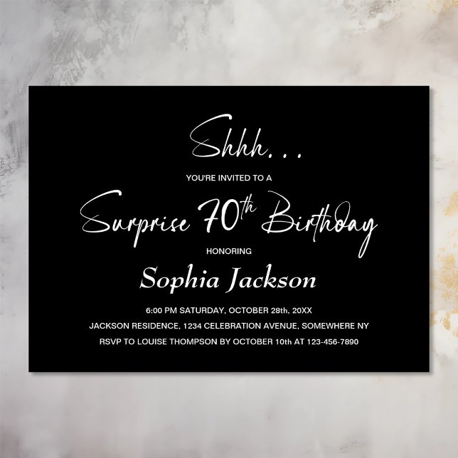 Invitación Moderno Black Surprise Fiesta de cumpleaños número (Subido por el creador)