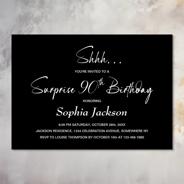 Invitación Moderno Black Surprise Fiesta de cumpleaños número (Subido por el creador)