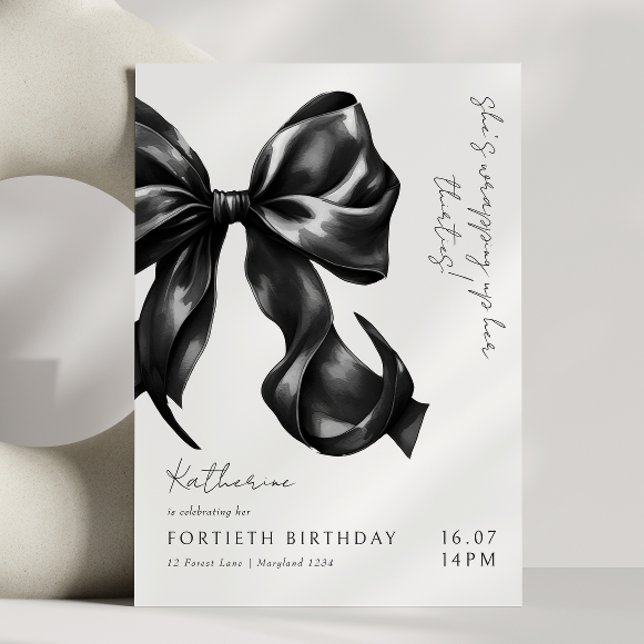 Invitación Moderno Black & White Bow 40 cumpleaños (Subido por el creador)