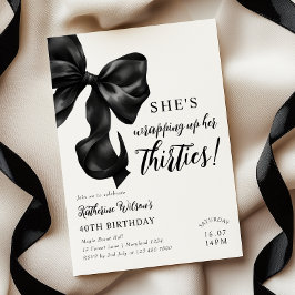 Invitación Moderno Black & White Bow 40 cumpleaños