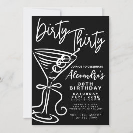 Invitación Moderno Black & White Dirty Treinta y Treinta Años