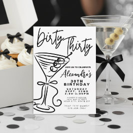 Invitación Moderno Black & White Dirty Treinta y Treinta Años