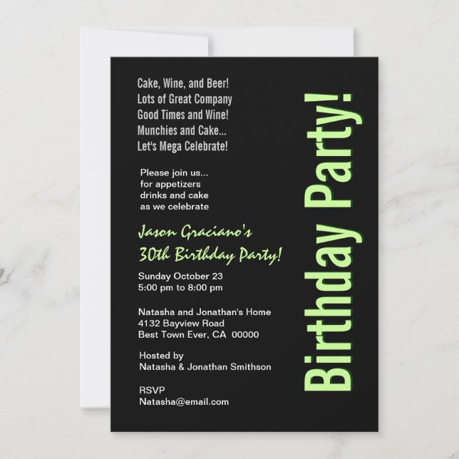 Invitación Moderno blanco blanco blanco de 30 años W1820 (Anverso)