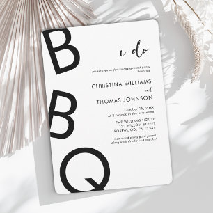 Invitación Moderno blanco negro hago BBQ Engagement Party