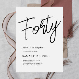 Invitación Moderno blanco y negro Cuarenta y cuarenta Fiesta 