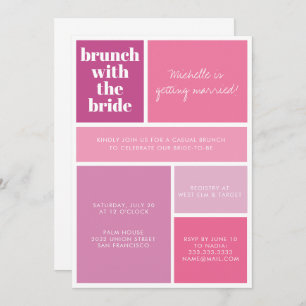Invitación Moderno bloque de color Púrpura Rosa Ducha Bridal