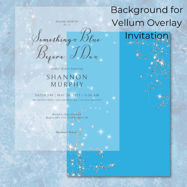 Invitación Moderno Blue Glam Diamonds Fondo Ducha Bridal (Subido por el creador)