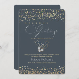 Invitación Moderno Blue Gold Business Seasons Greetings