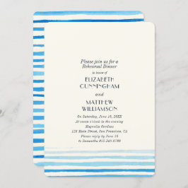 Invitación Moderno Blue Watercolor Stripes Ensayo Cena