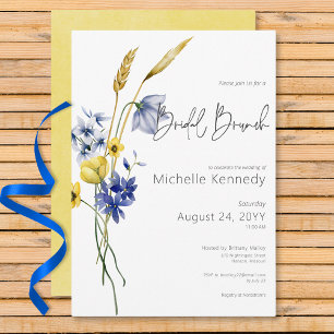 Invitación Moderno Blue & Yellow Wildflowers Brunch Bridal