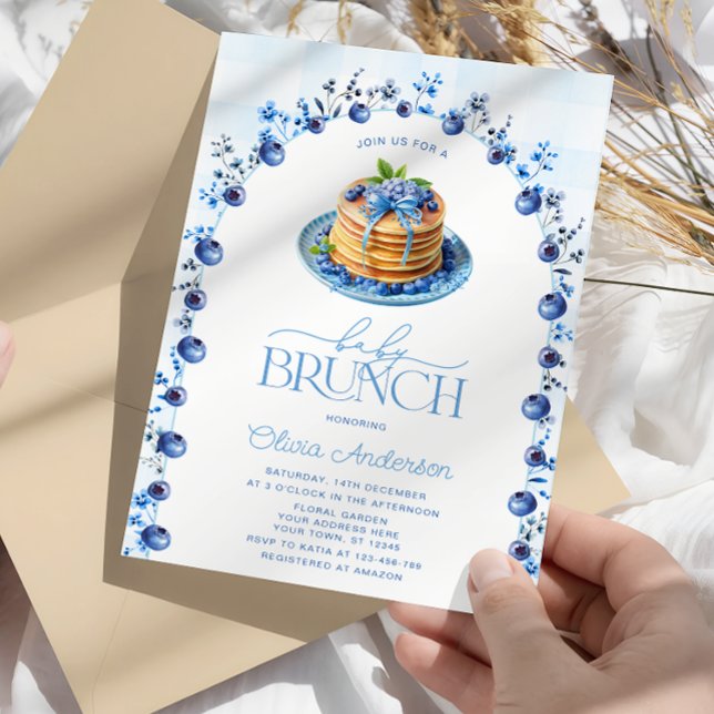 Invitación Moderno Blueberry Pancake Baby Brunch Baby Shower (Subido por el creador)