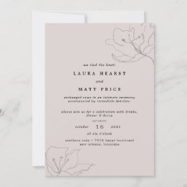 Invitación Moderno Blush Rosa Floral Huida