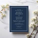 Invitación Moderno Boda Azul de la Marina Clásica<br><div class="desc">Moderna y elegante invitación a la boda azul de la Marina</div>