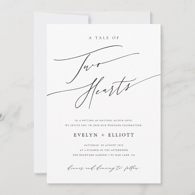 Invitación Moderno Boda blanco y negro sin tiempo (Anverso)