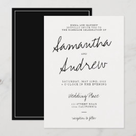 Invitación Moderno boda casual de tipografía de marfil negro
