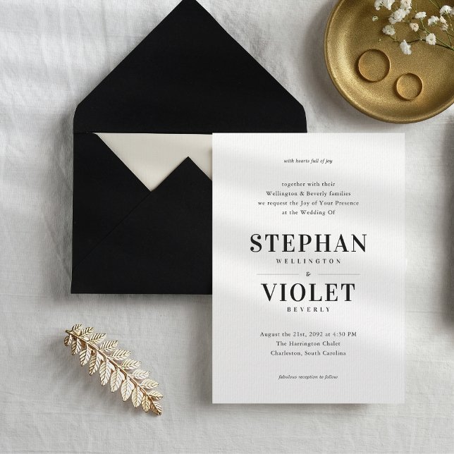 Invitación Moderno Boda Contemporáneo Blanco y Negro Formal (Subido por el creador)
