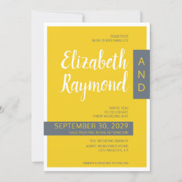 Invitación Moderno boda contemporáneo mínimo gris y amarillo