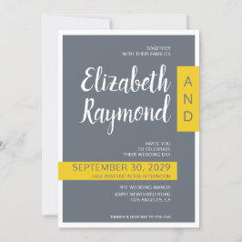Invitación Moderno boda contemporáneo mínimo gris y amarillo
