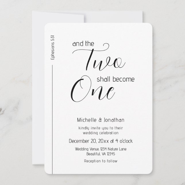 Invitación Moderno Boda cristiano Minimalista (Anverso)
