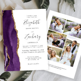 Invitación Moderno Boda de 5 fotos de Purple Gold Agate
