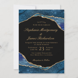 Invitación Moderno Boda de acuarela agate de Relieve metaliza