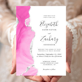 Invitación Moderno Boda de Agate de Plata Rosa