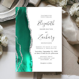 Invitación Moderno Boda de Agate de Plata Verde Seafoam