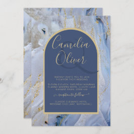Invitación Moderno Boda de Arco de Mármol de la Agate Blue Go