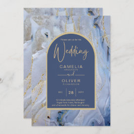 Invitación Moderno Boda de Arco de Mármol de la Agate Blue Go