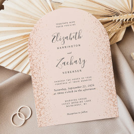 Invitación Moderno Boda de arco Rosa de Rubor Gold Purpurina