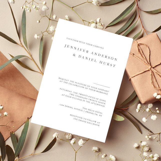 Invitación Moderno Boda de Arte de Línea Floral Elegante (Subido por el creador)