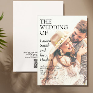 Invitación Moderno Boda de Boho de código QR en blanco y negr