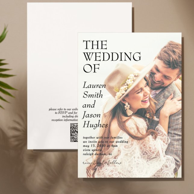 Invitación Moderno Boda de Boho de código QR en blanco y negr (Subido por el creador)