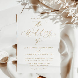 Invitación Moderno Boda de caligrafía de oro mínimo