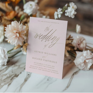 Invitación Moderno Boda de caligrafía de oro rosa y falso de 