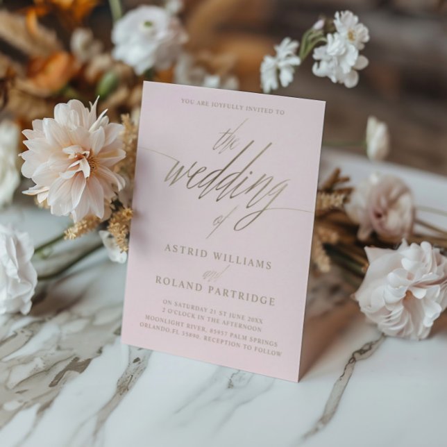 Invitación Moderno Boda de caligrafía de oro rosa y falso de  (Subido por el creador)
