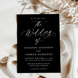 Invitación Moderno Boda de caligrafía en blanco y negro